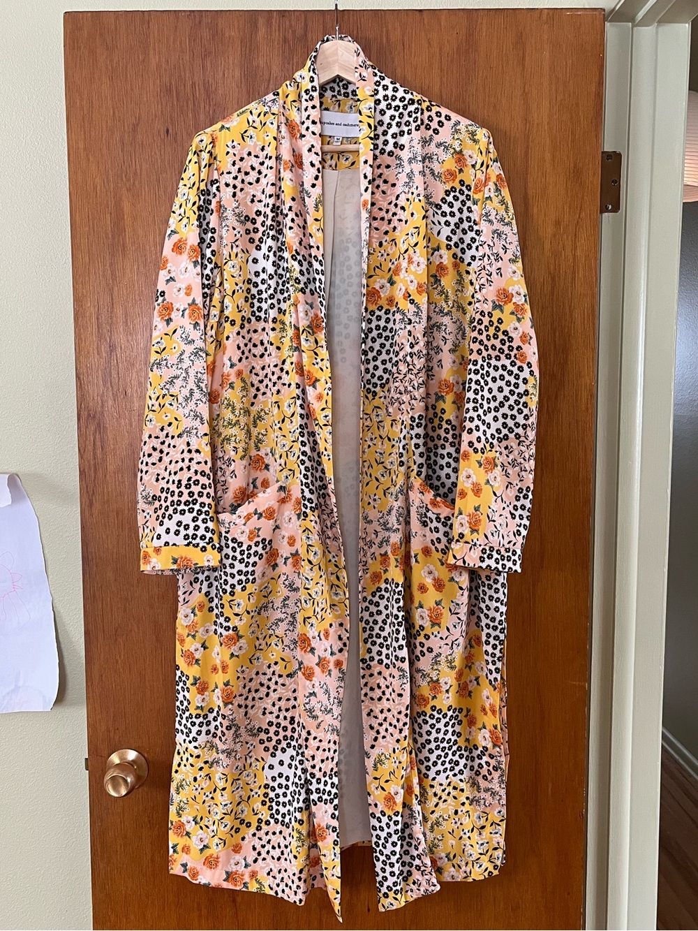 Anthropologie Peach & Yellow Floral Mix Kimono Duster (cupcakes & cashmere)
